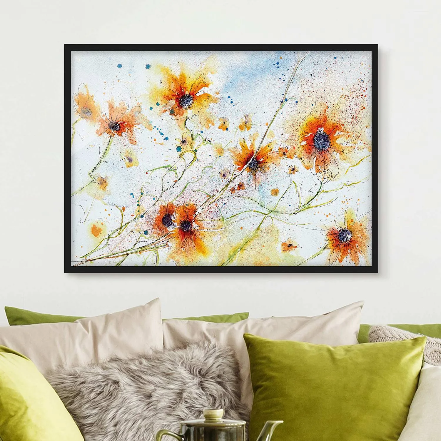 Poster con cornice Painted Flowers I, 