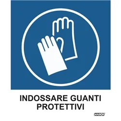 Adesivo  "Indossare guanti protettivi"-12 5x15 2 cm-conf. 2