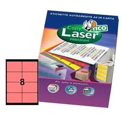 Etichette Copy Laser - rosso fluorescente - 8 etichette- 70 fogli