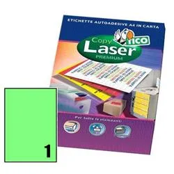 Etichette Copy Laser -verde fluorescente-A4-1 etichetta - 70 fogli