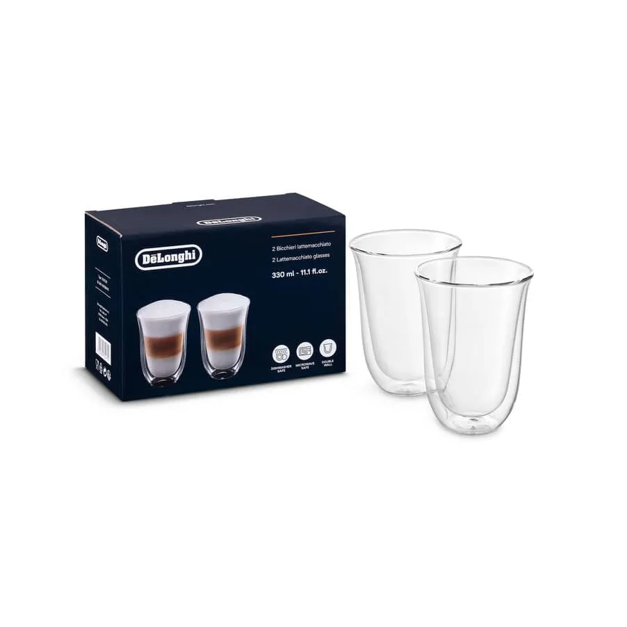 De'Longhi Bicchieri lattemacchiato in vetro a doppia parete 330 ml set di 2