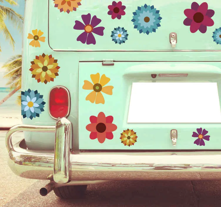 Adesivo per veicoli con fiori colorati