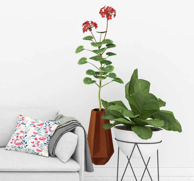 Vaso con sticker della pianta di geranio