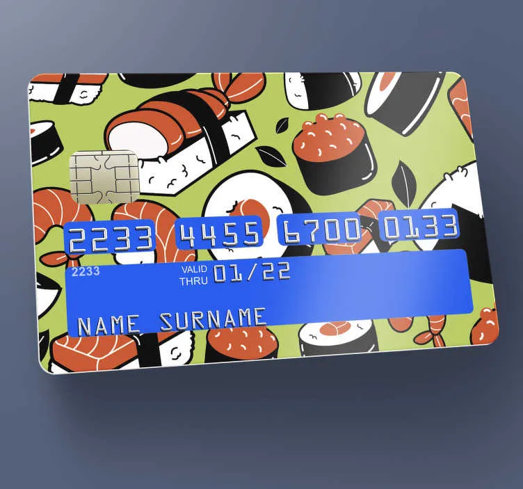stickercarta di credito modello sushi