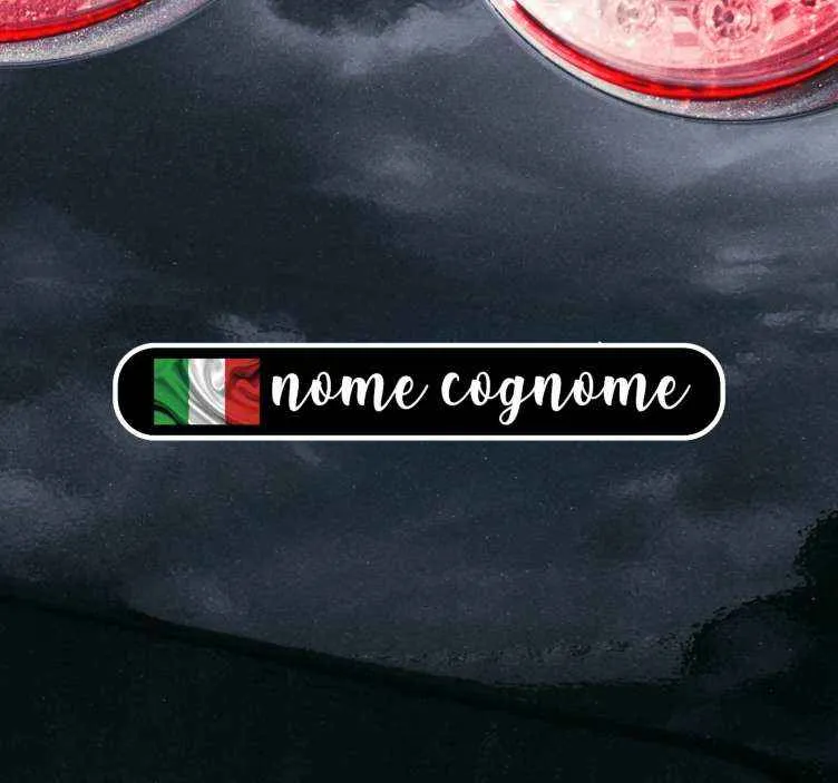 Adesivo auto Nome e cognome bandiera italiana