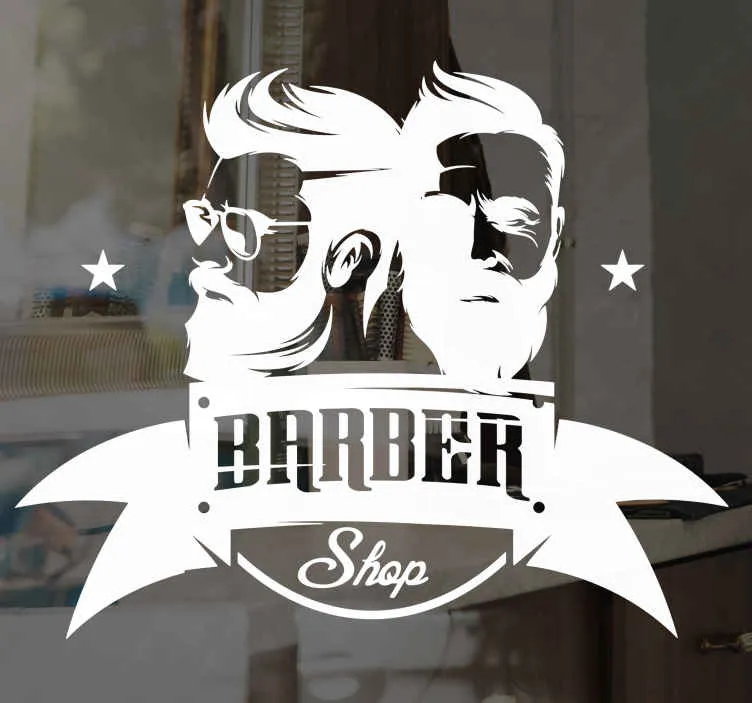Sticker azienda Barbiere classico con uomini