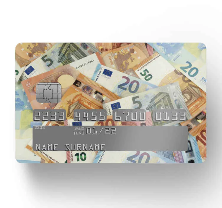 Adesivo per carta di credito Soldi di euro del bordo superiore