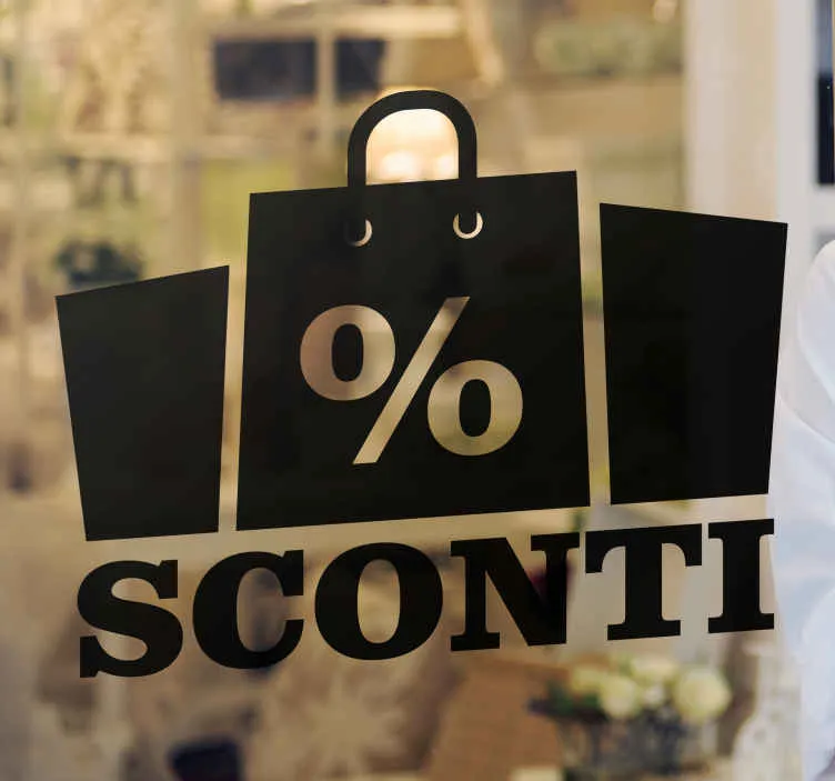 Scritte saldi per vetrine sconti borse