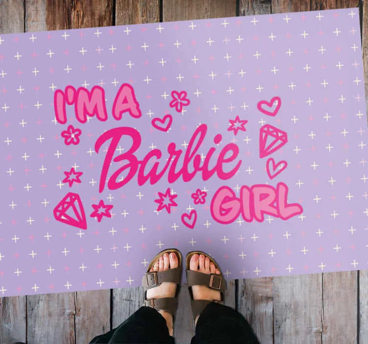 Tappeto in pvc con "I'm a barbie girl"