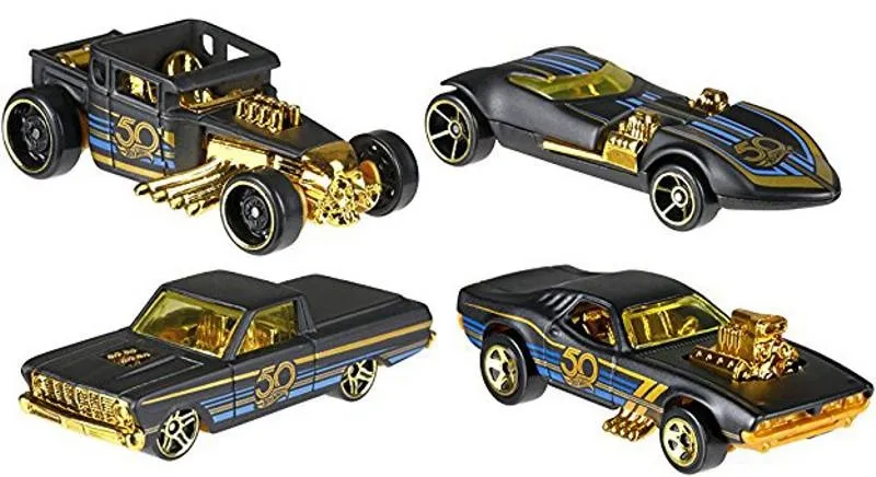 "MATTEL Hot Wheels 50Th Anniversary Black & Gold Themed, 1 Modellino Assortito "
