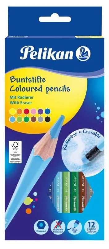 "PELIKAN 12 matite colorate cancellabili articolo scolastico"