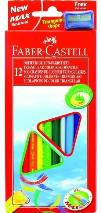 "FABER-CASTELL 12 pastelli sezione ergonomica mina extraresistente+temperino"