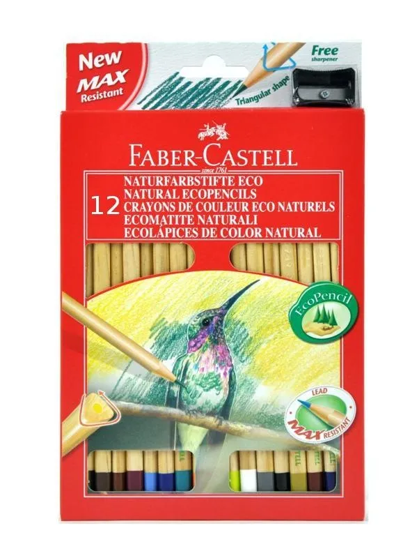 "FABER-CASTELL Astuccio 12 colori matita sezione triangolare ecologici+temperino"