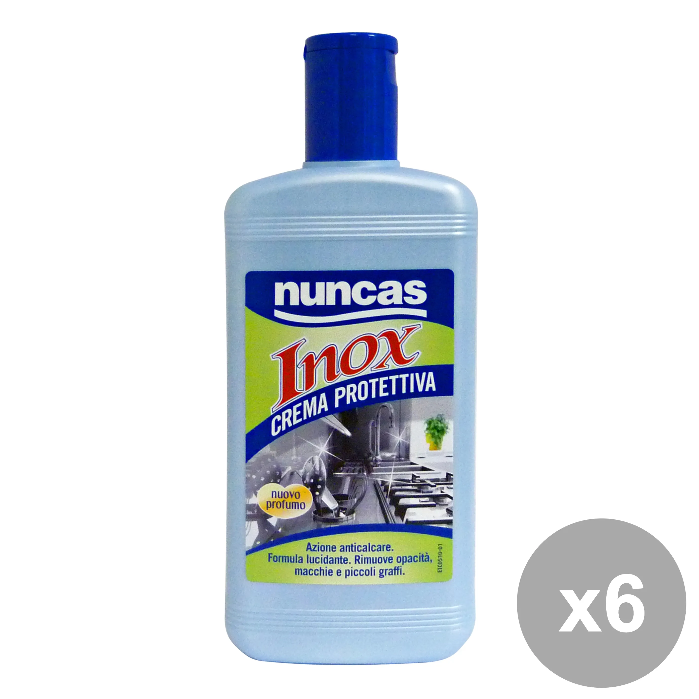 "NUNCAS Set  6 Inox Anticalcare Crema Protezione 250 Ml. Detergenti Casa"