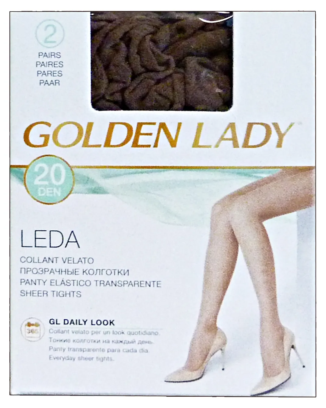 "GOLDEN LADY Leda Collant 20 den grigio fumo taglia II * 2 paia 22a"