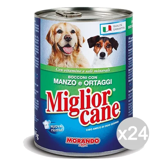 "Set 24 MIGLIOR CANE Barattolo 405 Gr Umido Bocconcini Manzo/Ortaggi Cibo Per Cani"