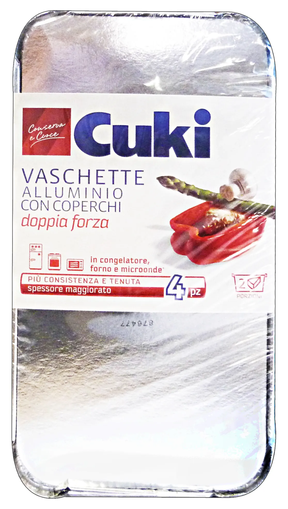 "CUKI Contenitori alluminio 2 porzioni * 4 pz. con coperchio"