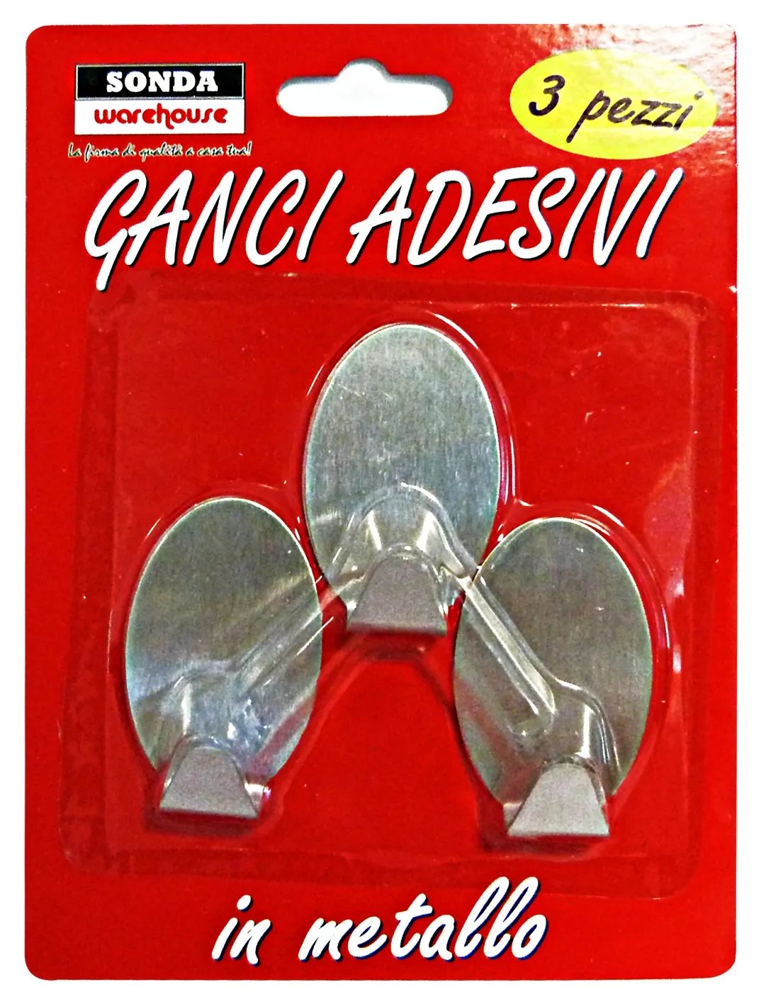 "SONDA WAREHOUSE Ganci adesivi metallo X 3 pz. casre5488 - Accessorio per la casa"