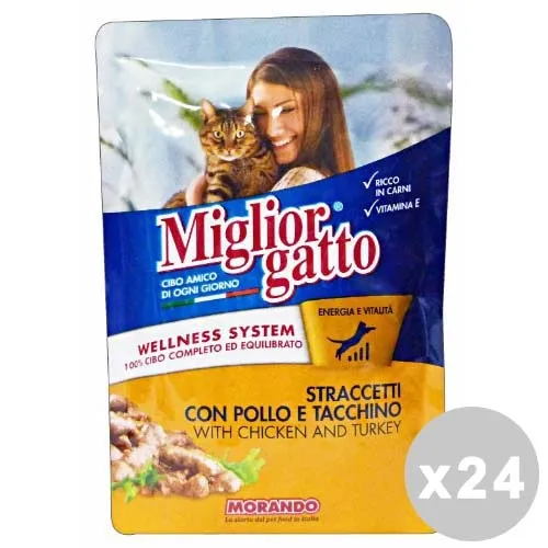 "MIGLIOR GATTO Set 24 MIGLIOR GATTO Busta 100 gr. umido pollo/tacchino straccetti"