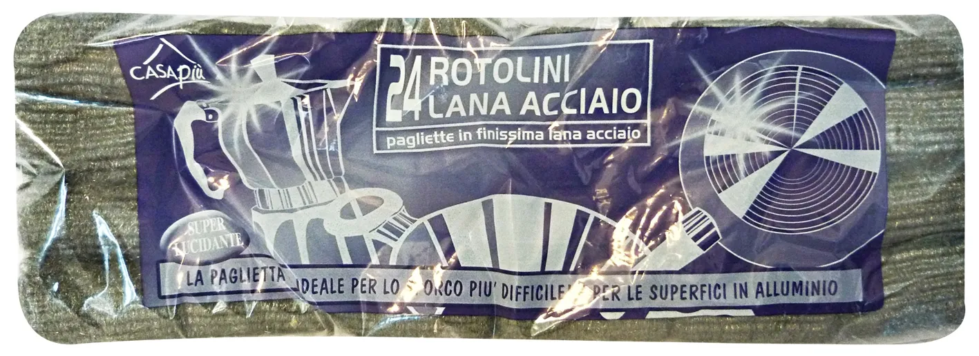 "PAGLIETTA Acciaio X 24 ROTOLINI LAN0453A Attrezzi Pulizie"