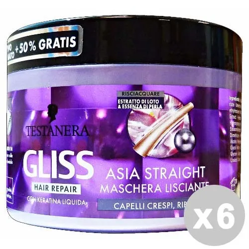 "Set 6 TESTANERA Maschera ASIA STRAIGHT 250 Ml. Prodotti per capelli"