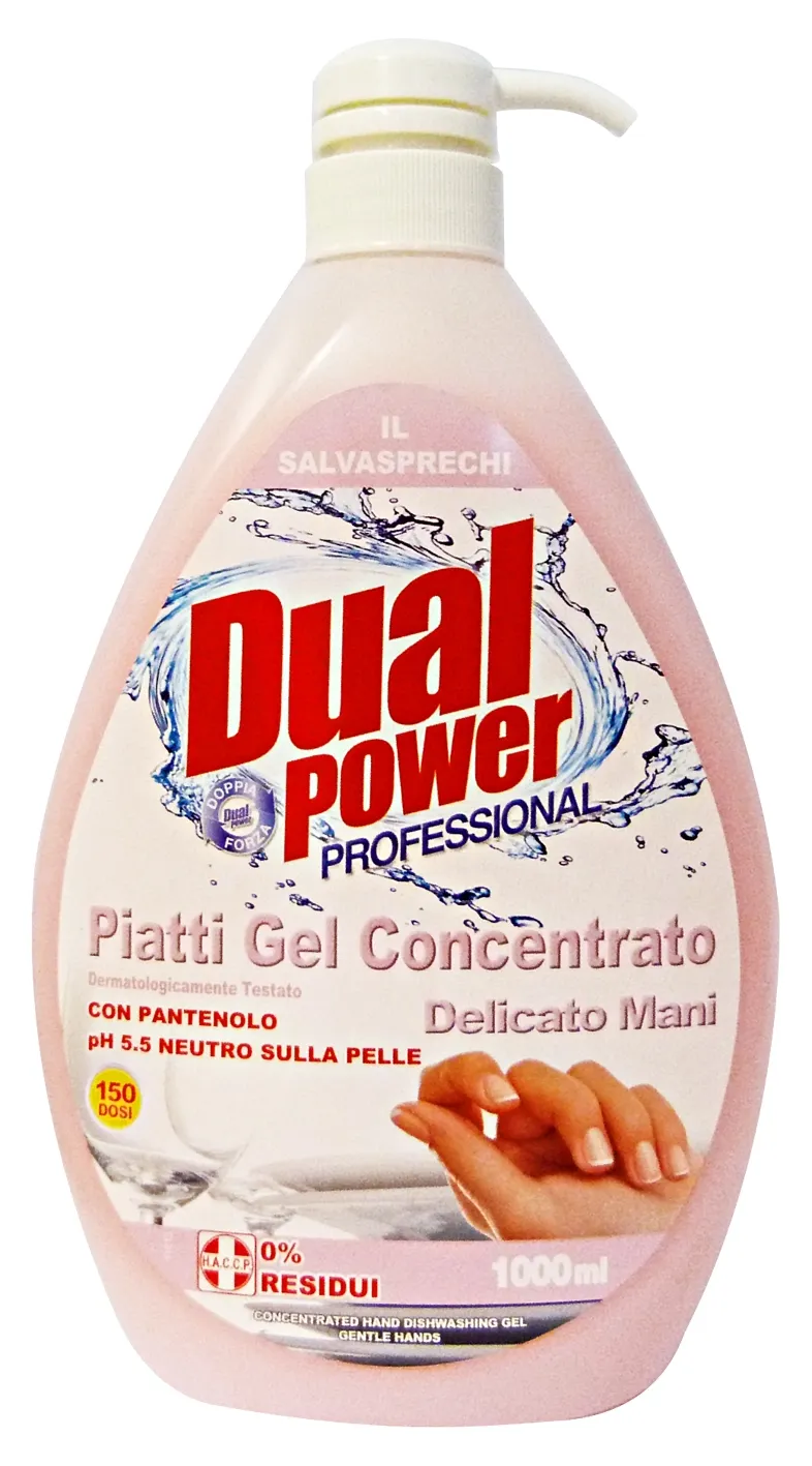 "DUAL POWER Piatti Concentrato 1Lt. Delicato Mani Detergenti Casa"