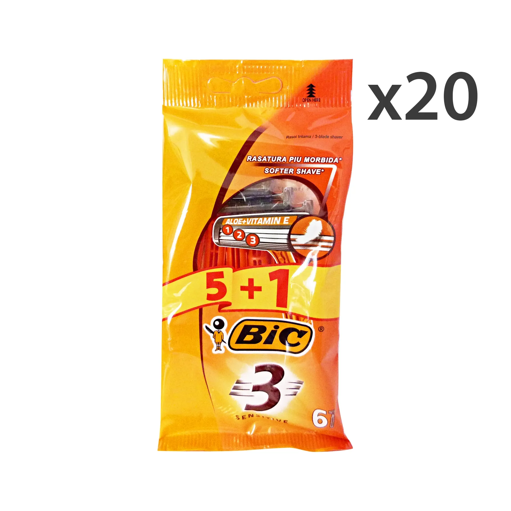 "Set 20 BIC Sensitive 3LAME R&G X 5+1 Pezzi Prodotti per rasatura"