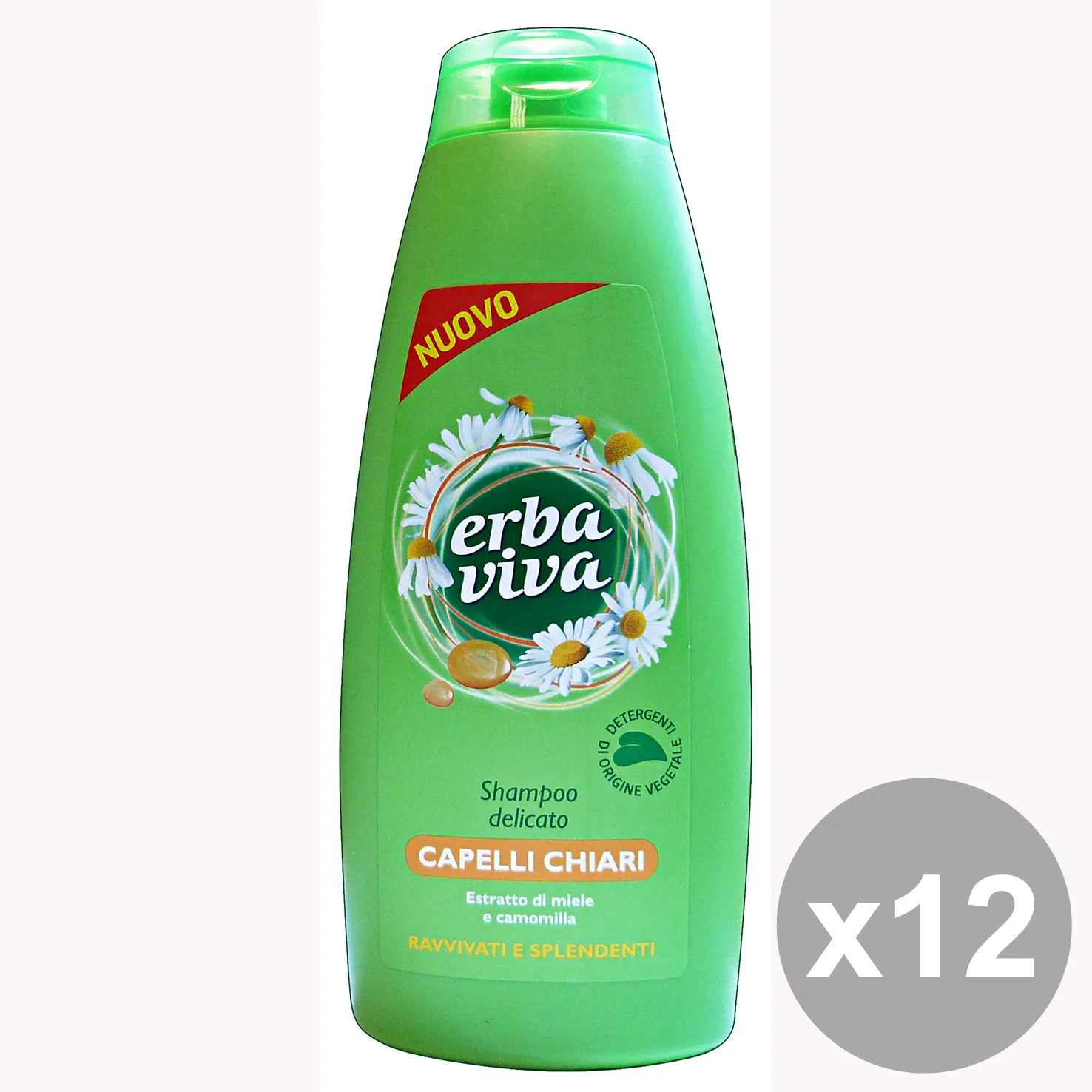 "Set 12 ERBA VIVA Shampoo Capelli Camomilla Capelli Chiari 500 Ml. Prodotti per capelli"