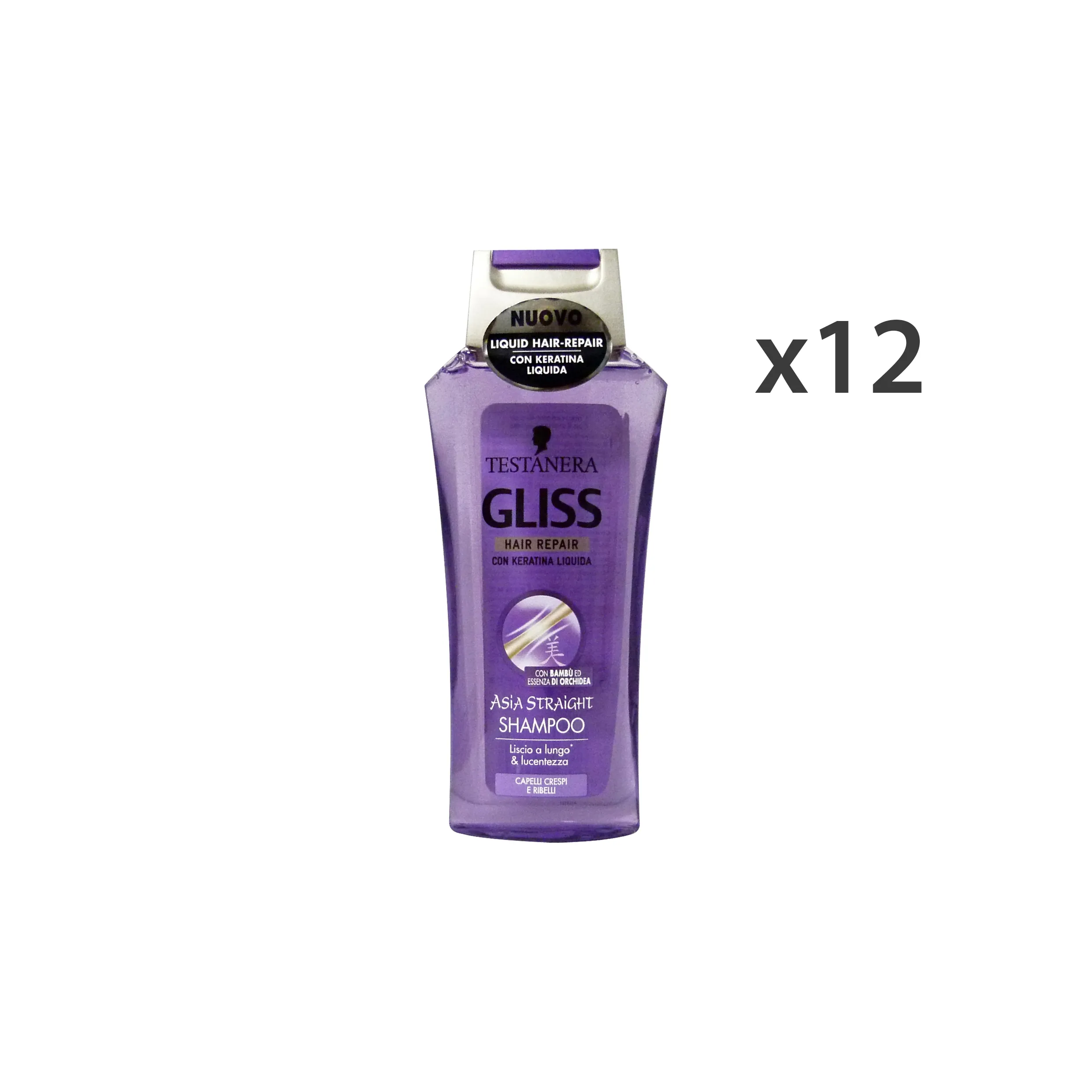 "Set 12 TESTANERA Shampoo ASIA STRAIGHT Crespi 250 Ml. Prodotti per capelli"