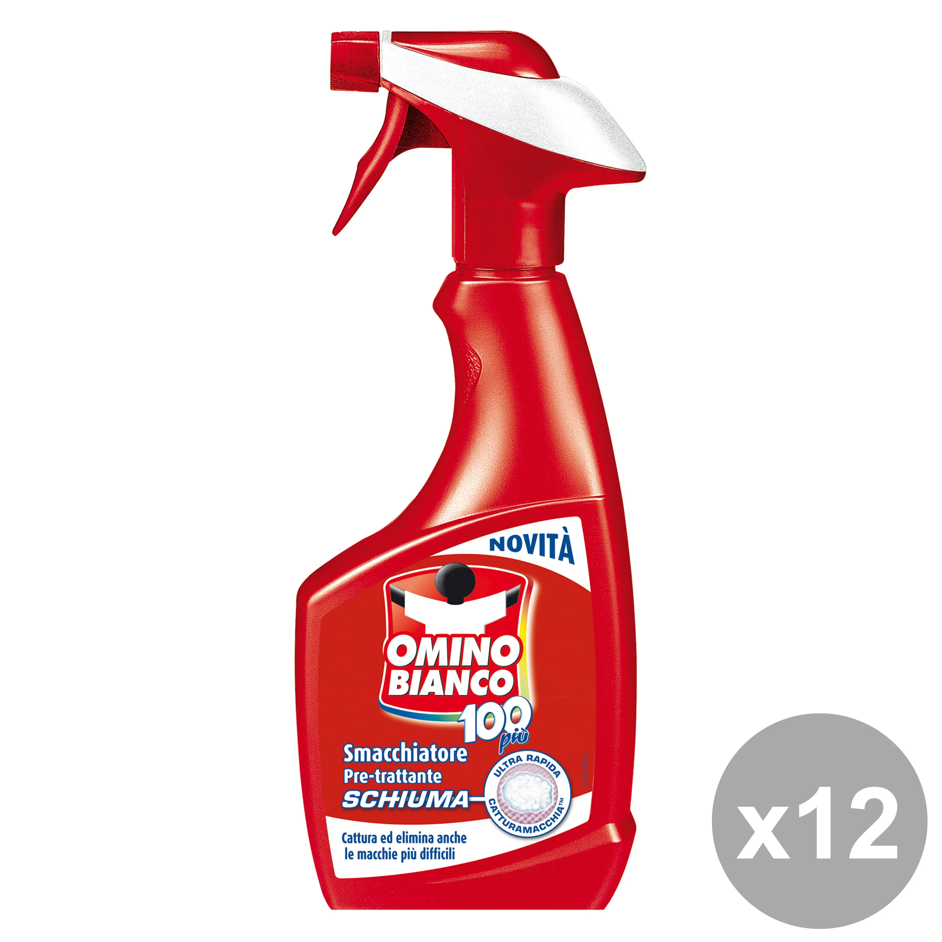 "OMINO BIANCO Set  12 Smacchiatore Schiuma-Spray 500 Ml. Detergenti Casa"