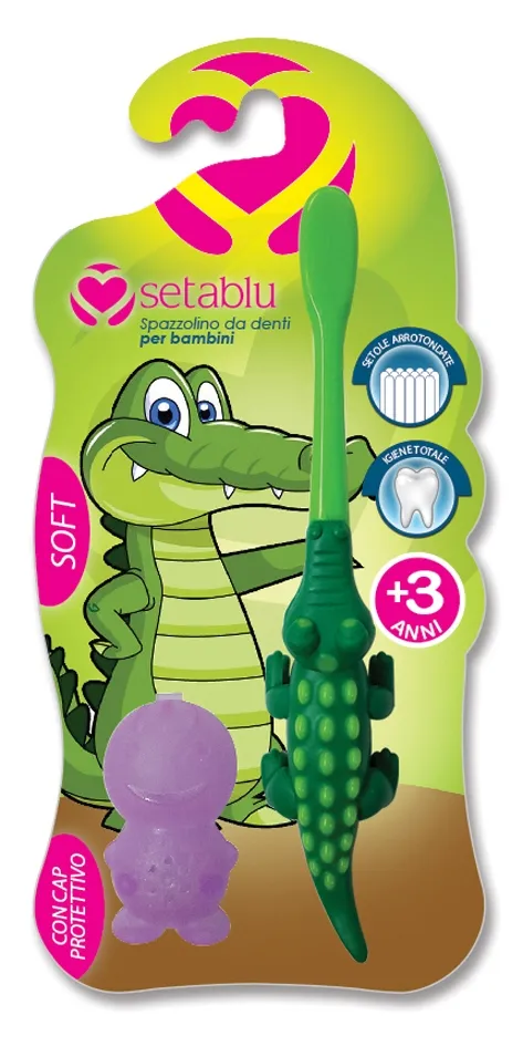 "SETABLU Spazzolino Bimbo Soft 3+ Coccodrillo Cura E Igiene Dentale"