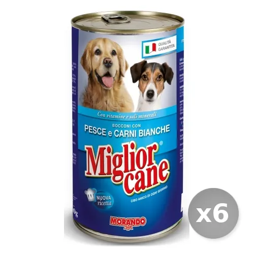 "Set 6 MIGLIOR CANE 1250 gr Bocconcini Pesce-carni Bianche Cibo per Cani"