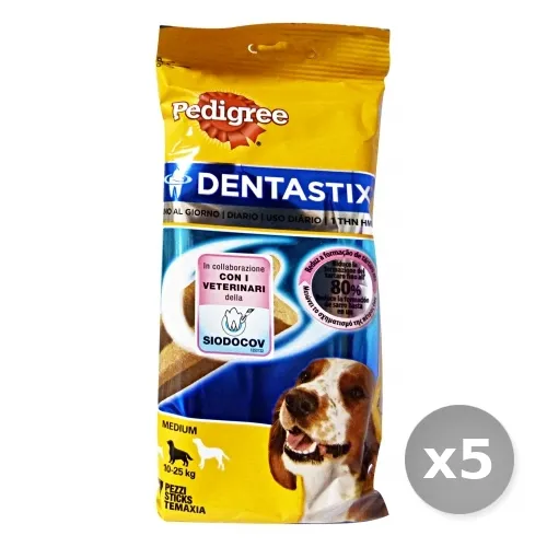 "Set 5 PEDIGREE Dentastix Midi x 7 Pezzi 10-25 kg Cibo per Cani"