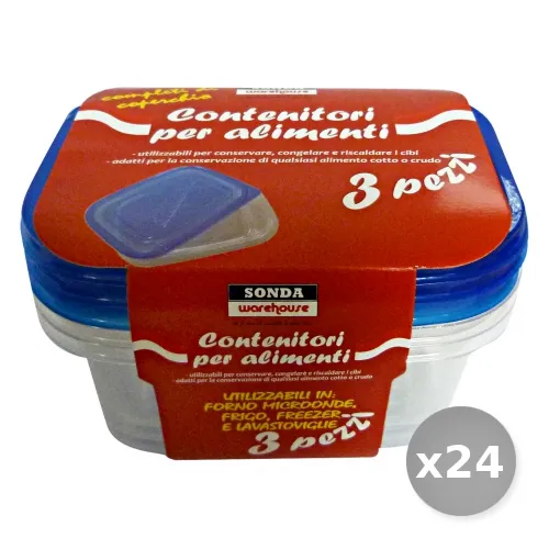 "Set 24 SONDA WAREHOUSE Contenitore Plastica Freezer Forno con Cop.x3 Pezzi Casre5239 Contenitori per la Cucina"