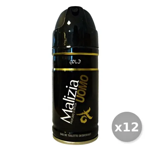 "MALIZIA Set 12 Deodorante Uomo Gold 150 ml Spray Cura del corpo"