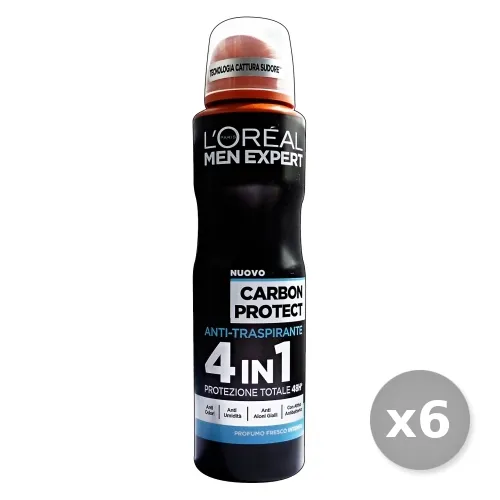 "L'OREAL Set 6 L'OREAL Deodorante Spray Uomo Carbon Protect 150 ml"