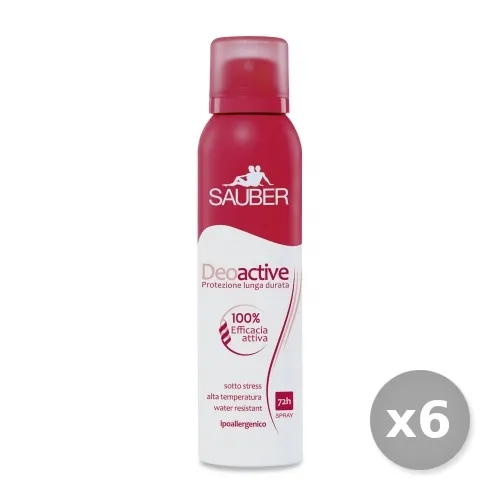 "SAUBER Set 6 SAUBER Deodorante Spray Deoactive Lunga Durata 150 ml"