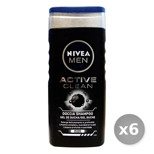 "Set 6 NIVEA Doccia Uomo Active Clean 250 ml - Doccia Schiuma"