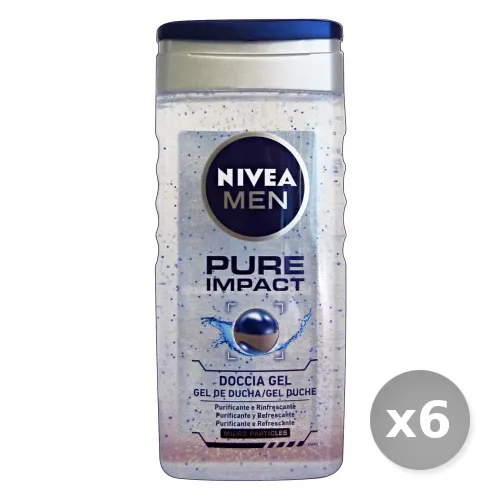 "Set 6 NIVEA Doccia Uomo Pure Impatto 250 ml Saponi e Cosmetici"