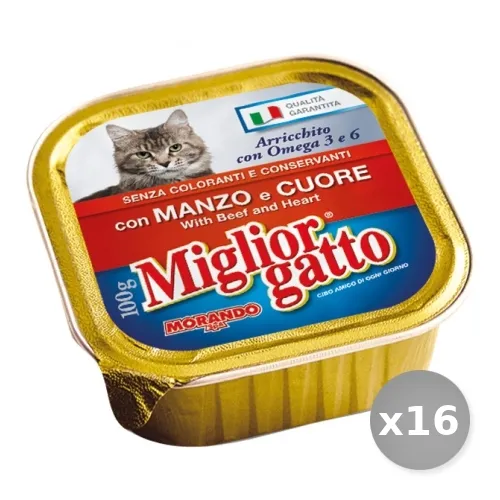 "Set 16 MIGLIOR GATTO 100 gr Umido Manzo-cuore Cibo per Gatti"