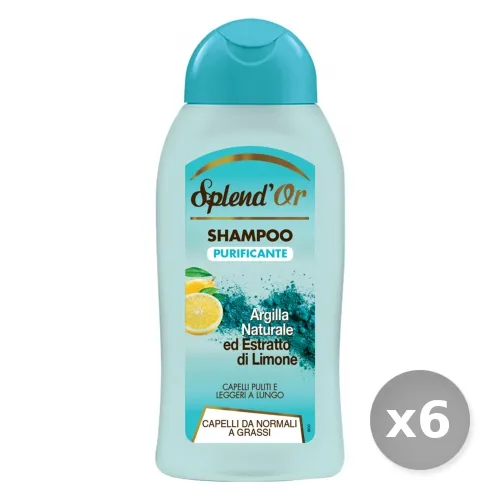 "Set 6 SPLEND'OR Shampoo Purificante Argilla/limone 300 ml"