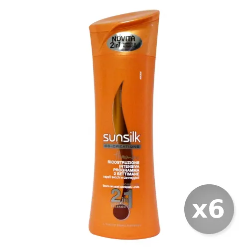 "Set 6 SUNSILK Shampoo 2-1 Ricostruzione Intensa Arancio 250 ml per Capelli"