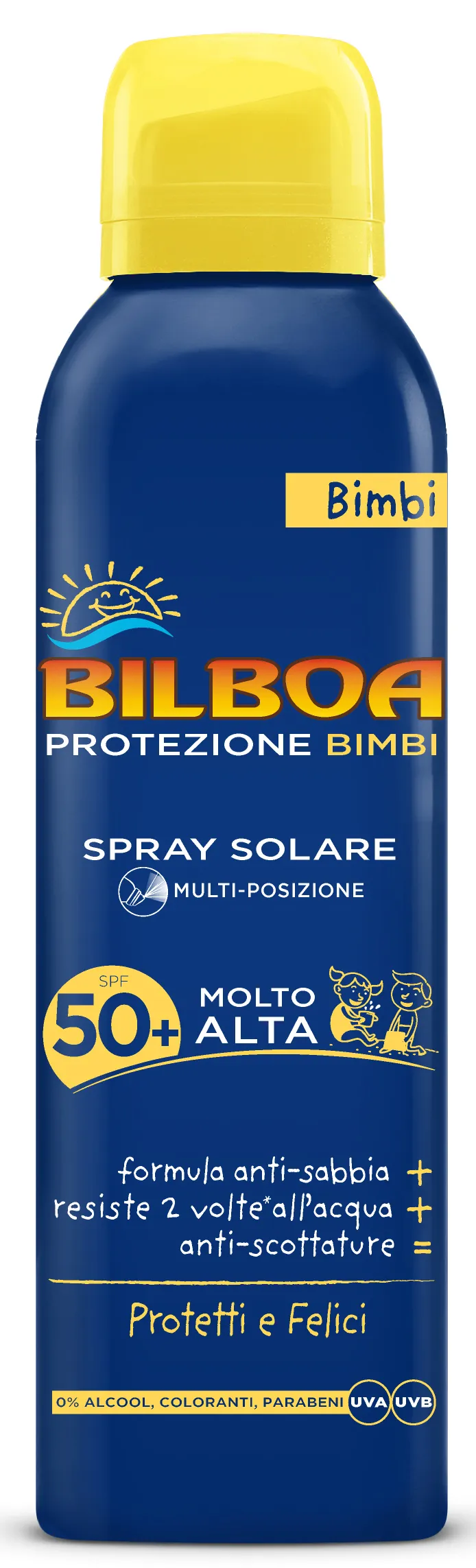 "BILBOA Fp50 + bimbi spray bomboletta 150 ml prodotto solare per la pelle"