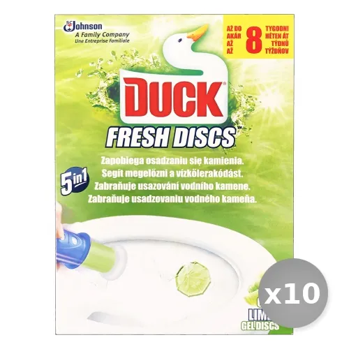 "Set 10 DUCK Fresh discs tavoletta wc base lime + 1 ricarica deodorante sanitari"