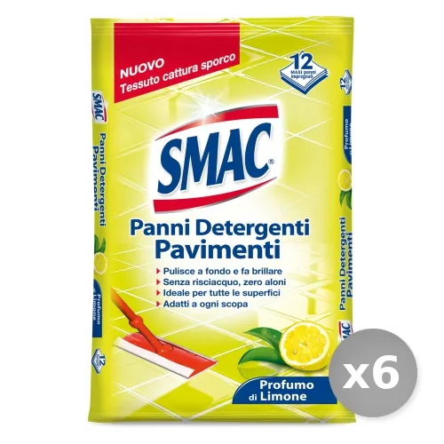 "Set 6 SMAC Panni Multiuso Detergenti x 12 Pezzi Attrezzi Pulizie"