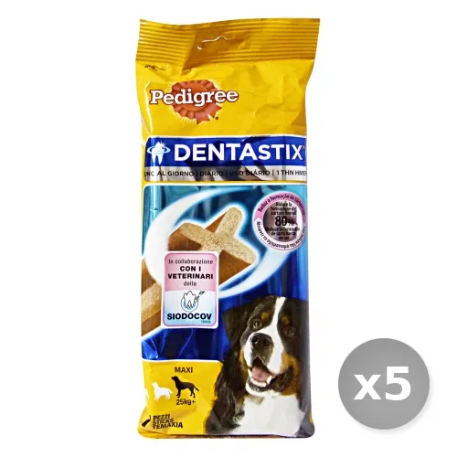 "Set 5 PEDIGREE Dentastix Maxi x 7 Pezzi + 25 kg Cibo per Cani"