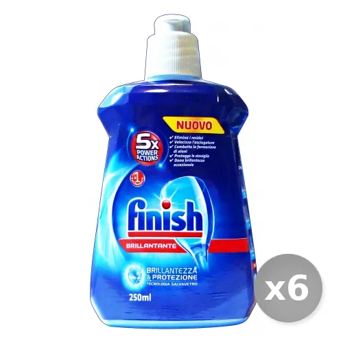 "Set 6 FINISH Brillantante lavastoviglie blu 250 ml prodotto detergente"