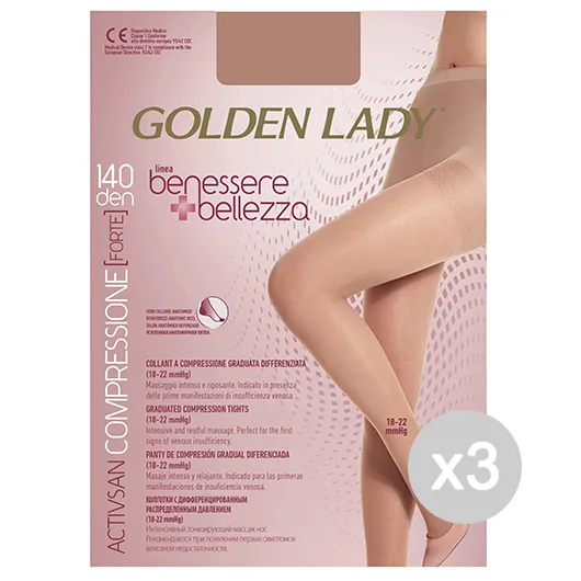 "Set 3 GOLDEN LADY Benessere & Bellezza Collant 140 Den Nero Taglia Xl G115 Calze Da Donna"