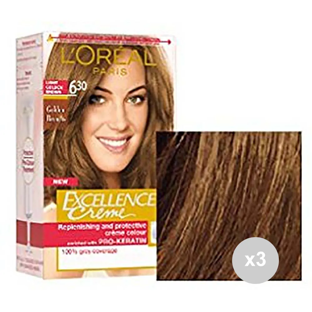 "Set 3 EXCELLENCE Excellence 6. 30 biondo scuro dorato tinta colorata per capelli"