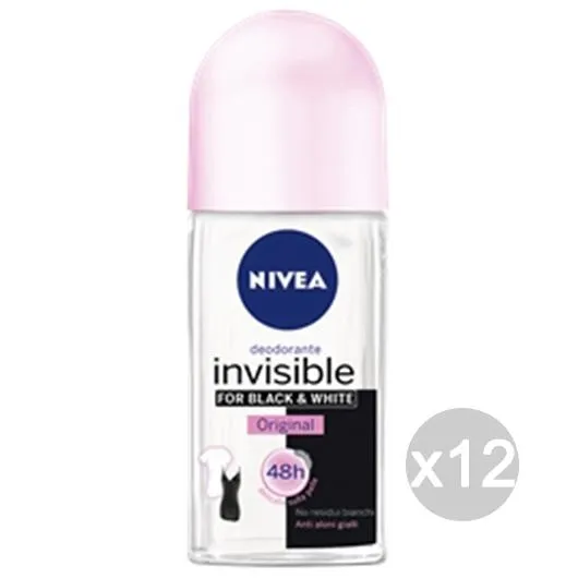 "Set 12 NIVEA Deodorante Roll-On 82240 Black And White Invisibile Donna Cura E Igiene Del Corpo"